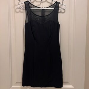 Guess Black Mesh Detail Mini Dress